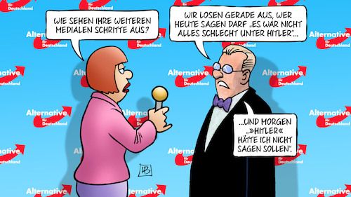 Cartoon: Es war nicht alles schlecht (medium) by Harm Bengen tagged mediale,schritte,aufmerksamkeit,provokation,bundestagswahl,gauland,afd,partei,rechtsextrem,hitler,tabu,entschuldigung,interview,harm,bengen,cartoon,karikatur,mediale,schritte,aufmerksamkeit,provokation,bundestagswahl,gauland,afd,partei,rechtsextrem,hitler,tabu,entschuldigung,interview,harm,bengen,cartoon,karikatur