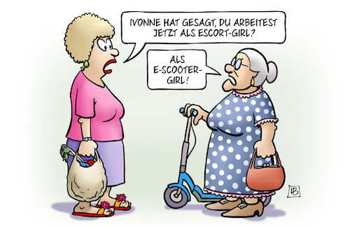 Cartoon: Escort (medium) by Harm Bengen tagged arbeiten,escort,girl,escooter,elektroroller,scooter,prostitution,susemil,jutta,harm,bengen,cartoon,karikatur,arbeiten,escort,girl,escooter,elektroroller,scooter,prostitution,susemil,jutta,harm,bengen,cartoon,karikatur