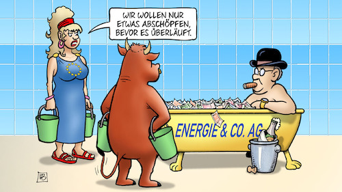 Cartoon: EU und Energiegewinne (medium) by Harm Bengen tagged eu,europa,stier,eimer,badewanne,übergewinne,strompreisdeckel,gaspreisdeckel,geld,energiekonzerne,energiegewinne,ukraine,russland,krieg,harm,bengen,cartoon,karikatur,eu,europa,stier,eimer,badewanne,übergewinne,strompreisdeckel,gaspreisdeckel,geld,energiekonzerne,energiegewinne,ukraine,russland,krieg,harm,bengen,cartoon,karikatur