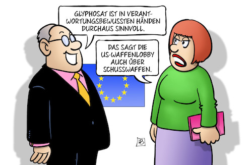 Cartoon: EU und Glyphosat (medium) by Harm Bengen tagged glyphosat,lobbyist,europa,zulassung,verbot,usa,waffenlobby,schusswaffen,mansanto,gift,harm,bengen,cartoon,karikatur,glyphosat,lobbyist,europa,zulassung,verbot,usa,waffenlobby,schusswaffen,mansanto,gift,harm,bengen,cartoon,karikatur