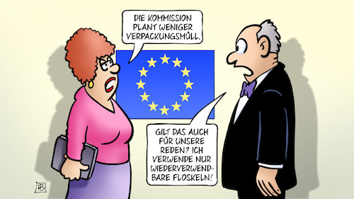 Cartoon: EU und Verpackungsmüll (medium) by Harm Bengen tagged eu,europa,kommission,verpackungsmüll,reden,wiederverwendbare,floskeln,harm,bengen,cartoon,karikatur,eu,europa,kommission,verpackungsmüll,reden,wiederverwendbare,floskeln,harm,bengen,cartoon,karikatur