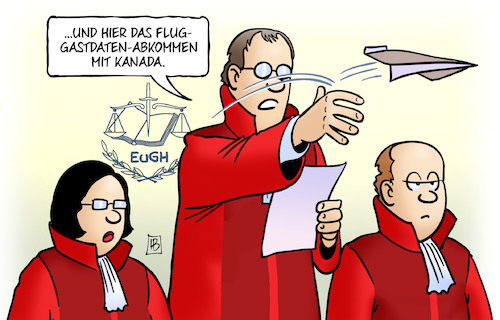 Cartoon: EuGH und Fluggastdaten (medium) by Harm Bengen tagged eugh,europäischer,gerichtshof,fluggastdaten,abkommen,kanada,datenschutz,papierflieger,harm,bengen,cartoon,karikatur,eugh,europäischer,gerichtshof,fluggastdaten,abkommen,kanada,datenschutz,papierflieger,harm,bengen,cartoon,karikatur