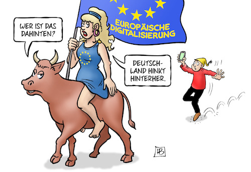 Cartoon: Europäische Digitalisierung (medium) by Harm Bengen tagged europäische,digitalisierung,europa,stier,deutschland,hinkt,hinterher,internet,michel,harm,bengen,cartoon,karikatur,europäische,digitalisierung,europa,stier,deutschland,hinkt,hinterher,internet,michel,harm,bengen,cartoon,karikatur