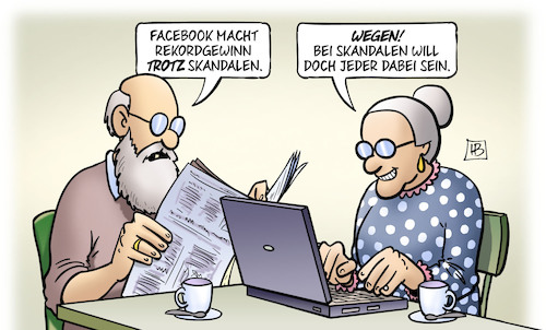 Cartoon: Facebook-Rekordgewinn 2018 (medium) by Harm Bengen tagged facebook,rekordgewinn,skandale,susemil,computer,laptop,harm,bengen,cartoon,karikatur,facebook,rekordgewinn,skandale,susemil,computer,laptop,harm,bengen,cartoon,karikatur