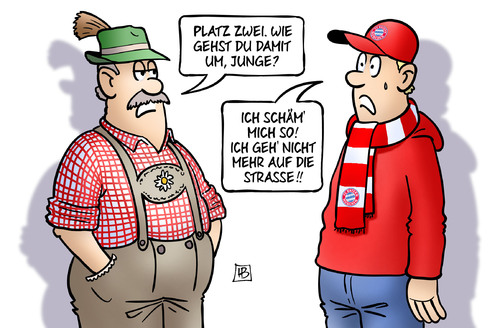 Cartoon: FCB Platz Zwei (medium) by Harm Bengen tagged fcb,bayern,münchen,platz,zwei,tabelle,fussball,fans,schämen,harm,bengen,cartoon,karikatur,fcb,bayern,münchen,platz,zwei,tabelle,fussball,fans,schämen,harm,bengen,cartoon,karikatur