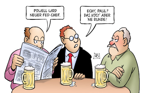 Cartoon: Fed-Chef Powell (medium) by Harm Bengen tagged powell,paul,fed,chef,usa,notenbank,runde,kneipe,stammtisch,zeitung,harm,bengen,cartoon,karikatur,powell,paul,fed,chef,usa,notenbank,runde,kneipe,stammtisch,zeitung,harm,bengen,cartoon,karikatur