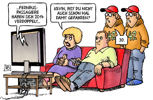 Cartoon: Fernbus-Passagiere (medium) by Harm Bengen tagged fernbus,passagiere,verdoppelt,tv,harm,bengen,cartoon,karikatur,fernbus,passagiere,verdoppelt,tv,harm,bengen,cartoon,karikatur