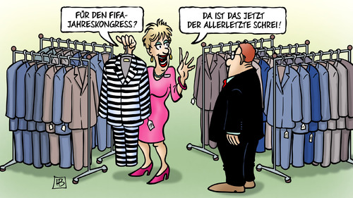 Cartoon: FIFA-Jahreskongress (medium) by Harm Bengen tagged fifa,jahreskongress,anzug,mode,knast,gefaengnis,schweiz,blatter,korruption,bestechung,fussball,harm,bengen,cartoon,karikatur,fifa,jahreskongress,anzug,mode,knast,gefaengnis,schweiz,blatter,korruption,bestechung,fussball,harm,bengen,cartoon,karikatur