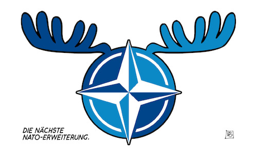 Cartoon: Finnland in NATO (medium) by Harm Bengen tagged finnland,nato,erweiterung,elch,geweih,russland,ukraine,krieg,harm,bengen,cartoon,karikatur,finnland,nato,erweiterung,elch,geweih,russland,ukraine,krieg,harm,bengen,cartoon,karikatur