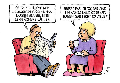 Cartoon: Flüchtlingslasten (medium) by Harm Bengen tagged hälfte,weltweite,flüchtlingslasten,flüchtlinge,amnesty,international,armes,land,deutschland,zeitung,harm,bengen,cartoon,karikatur,hälfte,weltweite,flüchtlingslasten,flüchtlinge,amnesty,international,armes,land,deutschland,zeitung,harm,bengen,cartoon,karikatur