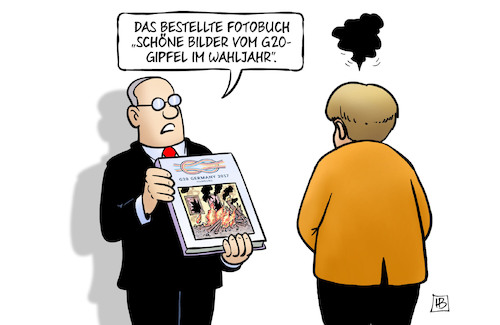 Cartoon: Fotobuch (medium) by Harm Bengen tagged fotobuch,bilder,wahljahr,bundestagswahl,merkel,gipfel,hamburg,g20,protest,randale,krawalle,harm,bengen,cartoon,karikatur,fotobuch,bilder,wahljahr,bundestagswahl,merkel,gipfel,hamburg,g20,protest,randale,krawalle,harm,bengen,cartoon,karikatur