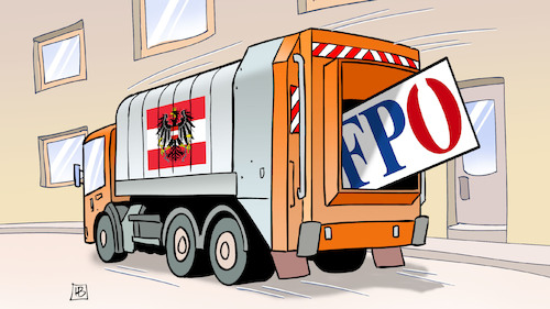 Cartoon: FPÖ-Müll (medium) by Harm Bengen tagged österreich,koalition,kurz,strache,kickl,neuwahlen,video,rechtspopulisten,fpö,müllwagen,harm,bengen,cartoon,karikatur,österreich,koalition,kurz,strache,kickl,neuwahlen,video,rechtspopulisten,fpö,müllwagen,harm,bengen,cartoon,karikatur