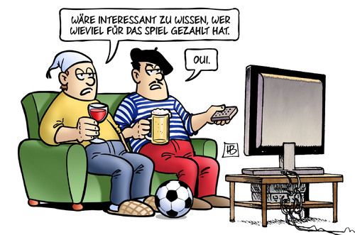 Cartoon: Frankreich-Deutschland (medium) by Harm Bengen tagged frankreich,deutschland,länderspiel,sommermärchen,schwarze,kasse,dfb,wm,2006,bestechung,korruption,fifa,beckenbauer,niersbach,adidas,fussball,harm,bengen,cartoon,karikatur,frankreich,deutschland,länderspiel,sommermärchen,schwarze,kasse,dfb,wm,2006,bestechung,korruption,fifa,beckenbauer,niersbach,adidas,fussball,harm,bengen,cartoon,karikatur