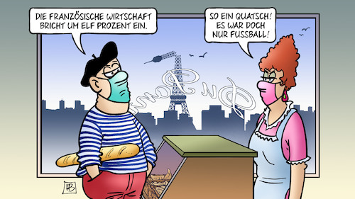 Cartoon: Franz. Wirtschaft und FCB (medium) by Harm Bengen tagged französische,wirtschaft,frankreich,eifelturm,fc,bayern,paris,saint,germain,fussball,corona,harm,bengen,cartoon,karikatur,französische,wirtschaft,frankreich,eifelturm,fc,bayern,paris,saint,germain,fussball,corona,harm,bengen,cartoon,karikatur