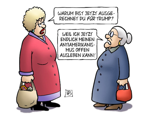 Cartoon: Frau Susemil pro Trump (medium) by Harm Bengen tagged susemil,antiamerikanismus,trump,präsident,amtseinführung,usa,harm,bengen,cartoon,karikatur,susemil,antiamerikanismus,trump,präsident,amtseinführung,usa,harm,bengen,cartoon,karikatur