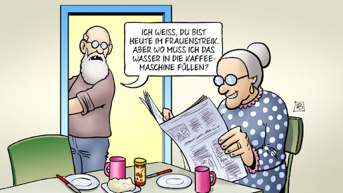 Cartoon: Frauenstreik (medium) by Harm Bengen tagged frauenstreik,internationaler,frauentag,susemil,mann,wasser,kaffeemaschine,hausarbeit,harm,bengen,cartoon,karikatur,frauenstreik,internationaler,frauentag,susemil,mann,wasser,kaffeemaschine,hausarbeit,harm,bengen,cartoon,karikatur