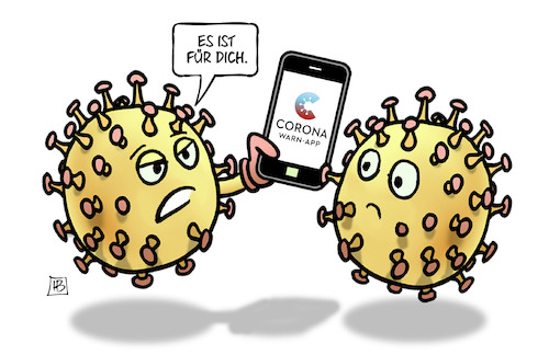 Cartoon: Für dich (medium) by Harm Bengen tagged warnung,warnapp,app,krank,gesund,handy,smartphone,corona,covid19,virus,pandemie,harm,bengen,cartoon,karikatur,warnung,warnapp,app,krank,gesund,handy,smartphone,corona,covid19,virus,pandemie,harm,bengen,cartoon,karikatur