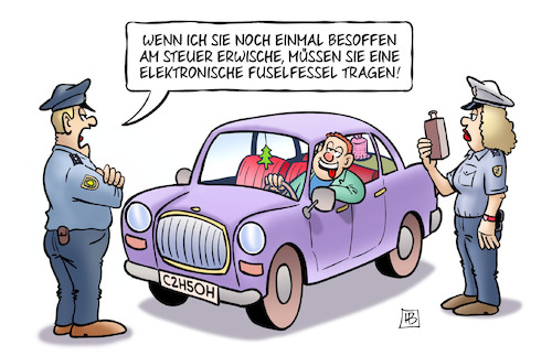 Cartoon: Fuselfessel (medium) by Harm Bengen tagged elektronische,fussfessel,terror,polizei,alkohol,auto,besoffen,harm,bengen,cartoon,karikatur,elektronische,fussfessel,terror,polizei,alkohol,auto,besoffen,harm,bengen,cartoon,karikatur