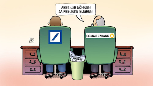 Cartoon: Fusionsgespräche (medium) by Harm Bengen tagged freunde,bleiben,fusionsgespräche,deutsche,bank,commerzbank,schreibtisch,papierkorb,harm,bengen,cartoon,karikatur,freunde,bleiben,fusionsgespräche,deutsche,bank,commerzbank,schreibtisch,papierkorb,harm,bengen,cartoon,karikatur