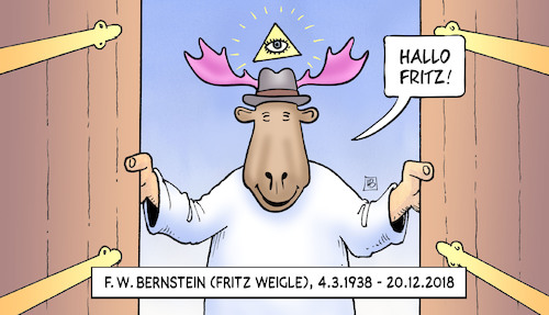 Cartoon: F.W. Bernstein (medium) by Harm Bengen tagged bernstein,fritz,weigle,tot,karikarurist,zeichner,cartoonist,elche,kritiker,gott,himmel,harm,bengen,cartoon,karikatur,bernstein,fritz,weigle,tot,karikarurist,zeichner,cartoonist,elche,kritiker,gott,himmel,harm,bengen,cartoon,karikatur