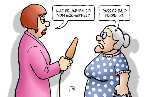 Cartoon: G20-Erwartungen (medium) by Harm Bengen tagged erwartungen,gipfel,hamburg,interview,g20,susemil,protest,harm,bengen,cartoon,karikatur,erwartungen,gipfel,hamburg,interview,g20,susemil,protest,harm,bengen,cartoon,karikatur