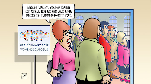 Cartoon: G20-Frauengipfel (medium) by Harm Bengen tagged g20,frauengipfel,berlin,ivanka,trump,tupper,party,usa,harm,bengen,cartoon,karikatur,g20,frauengipfel,berlin,ivanka,trump,tupper,party,usa,harm,bengen,cartoon,karikatur