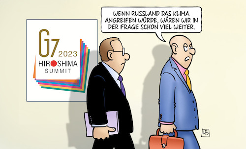 Cartoon: G7-Russland-Klima (medium) by Harm Bengen tagged g7,gipfel,japan,hiroshima,klimawandel,russland,ukraine,krieg,harm,bengen,cartoon,karikatur,g7,gipfel,japan,hiroshima,klimawandel,russland,ukraine,krieg,harm,bengen,cartoon,karikatur