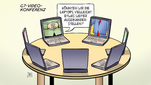 Cartoon: G7-Videokonferenz (medium) by Harm Bengen tagged g7,videokonferenz,laptops,abstand,trump,merkel,computer,internet,corona,coronavirus,ansteckung,pandemie,epidemie,krankheit,schaden,harm,bengen,cartoon,karikatur,g7,videokonferenz,laptops,abstand,trump,merkel,computer,internet,corona,coronavirus,ansteckung,pandemie,epidemie,krankheit,schaden,harm,bengen,cartoon,karikatur