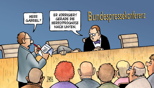 Cartoon: Gabriels Herbstprognose (medium) by Harm Bengen tagged gabriel,wirtschaftsminister,bundesregierung,korrigieren,herbstprognose,wirtschaft,prognose,boerse,dax,diw,zew,harm,bengen,cartoon,karikatur,gabriel,wirtschaftsminister,bundesregierung,korrigieren,herbstprognose,wirtschaft,prognose,boerse,dax,diw,zew,harm,bengen,cartoon,karikatur