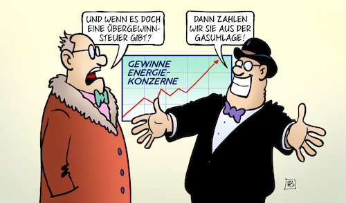 Cartoon: Gasumlage und Übergewinn (medium) by Harm Bengen tagged übergewinnsteuer,gasumlage,gewinne,energiekonzerne,kapitalisten,reichtum,armut,harm,bengen,cartoon,karikatur,übergewinnsteuer,gasumlage,gewinne,energiekonzerne,kapitalisten,reichtum,armut,harm,bengen,cartoon,karikatur