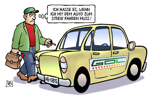 Cartoon: GDL-Streik (medium) by Harm Bengen tagged gdl,streik,lokführer,bahn,db,auto,fahren,arbeitskampf,harm,bengen,cartoon,karikatur,gdl,streik,lokführer,bahn,db,auto,fahren,arbeitskampf,harm,bengen,cartoon,karikatur