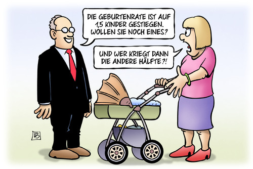 Cartoon: Geburtenrate (medium) by Harm Bengen tagged geburtenrate,kinderwagen,mutter,hälfte,harm,bengen,cartoon,karikatur,geburtenrate,kinderwagen,mutter,hälfte,harm,bengen,cartoon,karikatur