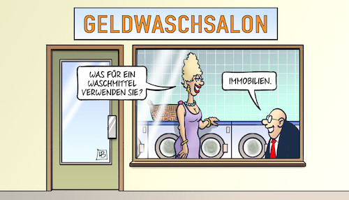 Cartoon: Geldwäsche und Immobilien (medium) by Harm Bengen tagged geldwäsche,geldwaschsalon,immobilien,waschmittel,betongold,schwarzgeld,kriminalität,mafia,reichtum,steuerhinterziehung,betrug,harm,bengen,cartoon,karikatur,geldwäsche,geldwaschsalon,immobilien,waschmittel,betongold,schwarzgeld,kriminalität,mafia,reichtum,steuerhinterziehung,betrug,harm,bengen,cartoon,karikatur