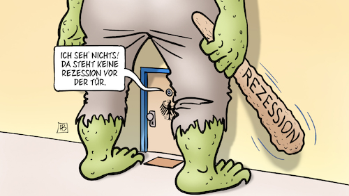 Cartoon: Gesenkte Wachstumsprognose (medium) by Harm Bengen tagged gesenkte,wachstumsprognose,wirtschaftforschungsinstitute,aussichten,rezession,tür,monster,keule,altmaier,harm,bengen,cartoon,karikatur,gesenkte,wachstumsprognose,wirtschaftforschungsinstitute,aussichten,rezession,tür,monster,keule,altmaier,harm,bengen,cartoon,karikatur