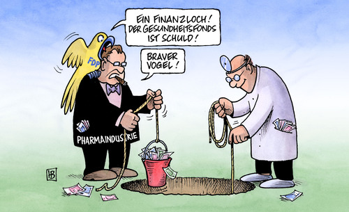 Cartoon: Gesundheitsfonds (medium) by Harm Bengen tagged gesundheitsfonds,milliarden,loch,fdp,koalition,koalitionsverhandlungen,arzt,ärzte,pharmaindustrie,krankenkassen,gesundheitsfonds,gesundheit,fonds,milliarden,geld,fdp,koalition,arzt,ärzte,pharmaindustrie,krankenkassen