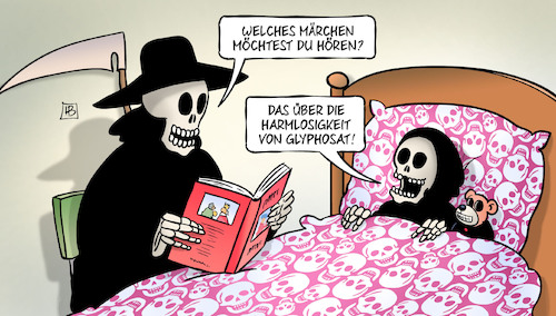 Cartoon: Glyphosat-Märchen (medium) by Harm Bengen tagged märchen,kind,tod,vorlesen,harmlosigkeit,glyphosat,gift,herbizid,unkrautvernichtungsmittel,roundup,monsanto,eu,zulassung,efsa,umwelt,harm,bengen,cartoon,karikatur,märchen,kind,tod,vorlesen,harmlosigkeit,glyphosat,gift,herbizid,unkrautvernichtungsmittel,roundup,monsanto,eu,zulassung,efsa,umwelt,harm,bengen,cartoon,karikatur