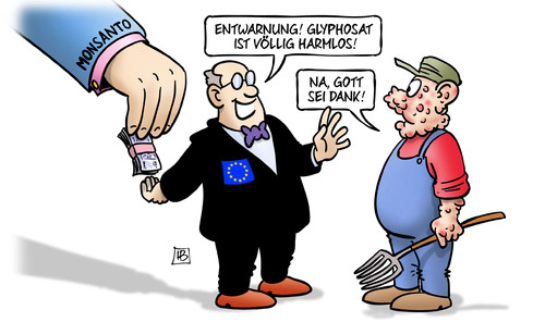 Cartoon: Glyphosat harmlos (medium) by Harm Bengen tagged monsanto,entwarnung,glyphosat,harmlos,unkrautvernichtungsmittel,pestizid,gift,landwirtschaft,bauer,eu,efsa,harm,bengen,cartoon,karikatur,monsanto,entwarnung,glyphosat,harmlos,unkrautvernichtungsmittel,pestizid,gift,landwirtschaft,bauer,eu,efsa,harm,bengen,cartoon,karikatur