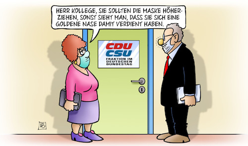 Cartoon: Goldene Nase (medium) by Harm Bengen tagged kollege,masken,goldene,nase,corona,krisengewinnler,korruption,vermittlung,cdu,csu,bundestagsfraktion,bundestag,harm,bengen,cartoon,karikatur,kollege,masken,goldene,nase,corona,krisengewinnler,korruption,vermittlung,cdu,csu,bundestagsfraktion,bundestag,harm,bengen,cartoon,karikatur