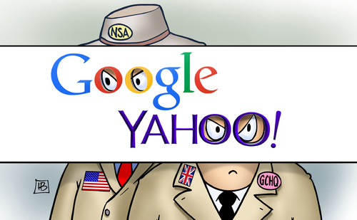 Cartoon: Google-Yahoo-NSA (medium) by Harm Bengen tagged google,yahoo,email,abhören,unter,freunden,guardian,washington,post,edward,snowden,europa,usa,grossbritannien,staatschefs,obama,nsa,gchq,geheimdienst,überwachung,merkel,mobiltelefon,handy,spionage,regierung,harm,bengen,cartoon,karikatur,google,yahoo,email,abhören,unter,freunden,guardian,washington,post,edward,snowden,europa,usa,grossbritannien,staatschefs,obama,nsa,gchq,geheimdienst,überwachung,merkel,mobiltelefon,handy,spionage,regierung,harm,bengen,cartoon,karikatur