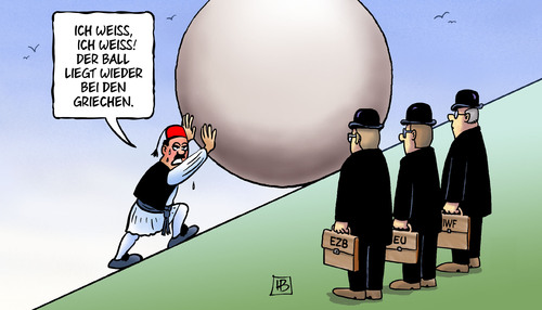 Cartoon: Griechen-Ball (medium) by Harm Bengen tagged ball,sisyphus,griechen,eurozone,ablehnen,ezb,iwf,troika,eu,euro,europa,griechenland,wahl,harm,bengen,cartoon,karikatur,ball,sisyphus,griechen,eurozone,ablehnen,ezb,iwf,troika,eu,euro,europa,griechenland,wahl,harm,bengen,cartoon,karikatur