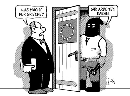 Cartoon: Griechen-Folter (medium) by Harm Bengen tagged folter,gipfel,grexit,schulden,institutionen,hilfe,griechen,eurozone,ezb,iwf,troika,eu,euro,europa,griechenland,harm,bengen,cartoon,karikatur