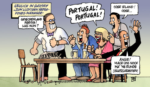 Cartoon: Griechenland-Portugal (medium) by Harm Bengen tagged griechenland,portugal,deutschland,hedge,fonds,manager,staatsanleihen,banken,kredit,schulden,rückzahlung,zinsen,spekulation,spekulieren,gewinn,verlust,bankrott,pleite,staat,iwf,hypo,real,commerzbank,griechenland,portugal,deutschland,hedge,manager,fonds,staatsanleihen,banken,schulden,kredit,zinsen,spekulation,spekulieren