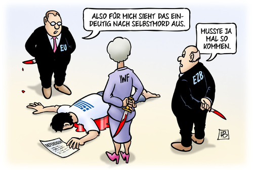 Cartoon: Griechenland-Selbstmord (medium) by Harm Bengen tagged selbstmord,mord,messer,blut,referendum,tod,tot,frist,europa,sondergipfel,grexit,troika,institutionen,eu,ezb,iwf,griechenland,pleite,schulden,harm,bengen,cartoon,karikatur,selbstmord,mord,messer,blut,referendum,tod,tot,frist,europa,sondergipfel,grexit,troika,institutionen,eu,ezb,iwf,griechenland,pleite,schulden,harm,bengen,cartoon,karikatur