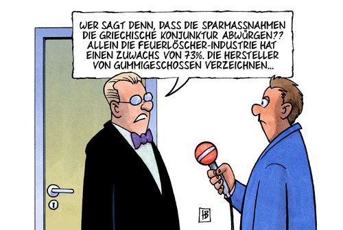 Cartoon: Griechische Konjunktur (medium) by Harm Bengen tagged griechenland,konjunktur,krise,finanzkrise,finanzen,kredite,banken,protest,aufstand,feuer,feuerlöscher,polizei,gummigeschosse,zuwachs,wirtschaft,griechenland,konjunktur,finanzkrise,finanzen,banken,kredite,aufstand,protest,feuer,gummigeschosse,polizei,zuwachs,wirtschaft