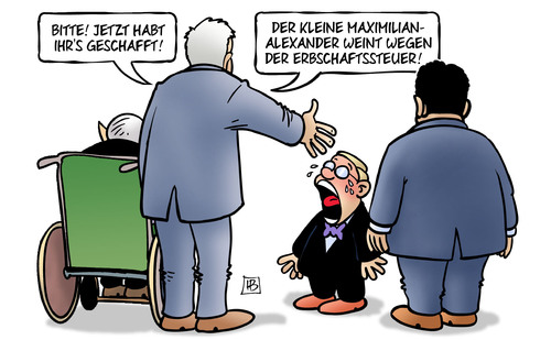 Cartoon: Groko-Erbschaftssteuer (medium) by Harm Bengen tagged erbschaftssteuer,groko,koalition,kind,weinen,heulen,reich,schaeuble,seehofer,gabriel,spd,cdu,csu,harm,bengen,cartoon,karikatur,erbschaftssteuer,groko,koalition,kind,weinen,heulen,reich,schaeuble,seehofer,gabriel,spd,cdu,csu,harm,bengen,cartoon,karikatur