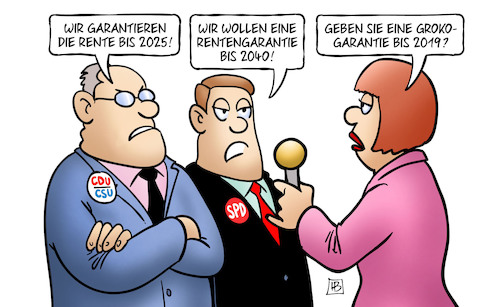 Cartoon: Groko-Garantie (medium) by Harm Bengen tagged garantie,2025,rentengarantie,2040,2019,interview,spd,cdu,csu,diskussion,rentenniveau,groko,bundesregierung,harm,bengen,cartoon,karikatur,garantie,2025,rentengarantie,2040,2019,interview,spd,cdu,csu,diskussion,rentenniveau,groko,bundesregierung,harm,bengen,cartoon,karikatur