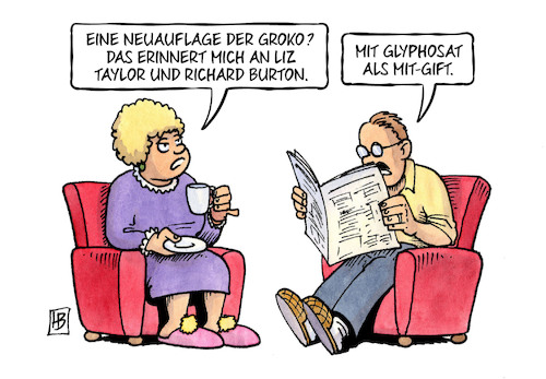 Cartoon: Groko-Mitgift (medium) by Harm Bengen tagged neuauflage,liz,taylor,richard,burton,hochzeit,scheidung,mitgift,landwirtschaftsminister,schmidt,glyphosat,vertrauensbruch,zulassung,groko,spd,cdu,merkel,koalition,sondierungen,harm,bengen,cartoon,karikatur,neuauflage,liz,taylor,richard,burton,hochzeit,scheidung,mitgift,landwirtschaftsminister,schmidt,glyphosat,vertrauensbruch,zulassung,groko,spd,cdu,merkel,koalition,sondierungen,harm,bengen,cartoon,karikatur