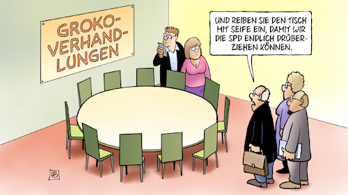 Cartoon: Groko-Tisch (medium) by Harm Bengen tagged tisch,seife,drüberziehen,groko,verhandlungen,union,spd,harm,bengen,cartoon,karikatur,tisch,seife,drüberziehen,groko,verhandlungen,union,spd,harm,bengen,cartoon,karikatur