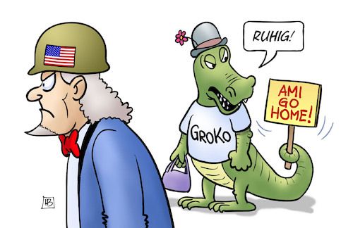 Cartoon: Groko und Truppenabzug (medium) by Harm Bengen tagged groko,truppenabzug,usa,uncle,sam,ami,go,home,schild,harm,bengen,cartoon,karikatur,groko,truppenabzug,usa,uncle,sam,ami,go,home,schild,harm,bengen,cartoon,karikatur