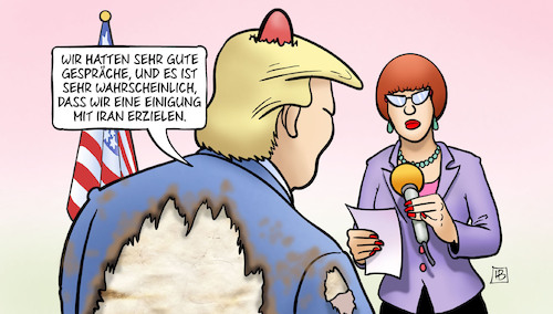 Cartoon: Große Fortschritte (medium) by Harm Bengen tagged gespräche,einigung,verbrannt,beule,verletzung,interview,straße,von,hormus,monitor,usa,iran,krieg,trump,harm,bengen,cartoon,karikatur,gespräche,einigung,verbrannt,beule,verletzung,interview,straße,von,hormus,monitor,usa,iran,krieg,trump,harm,bengen,cartoon,karikatur